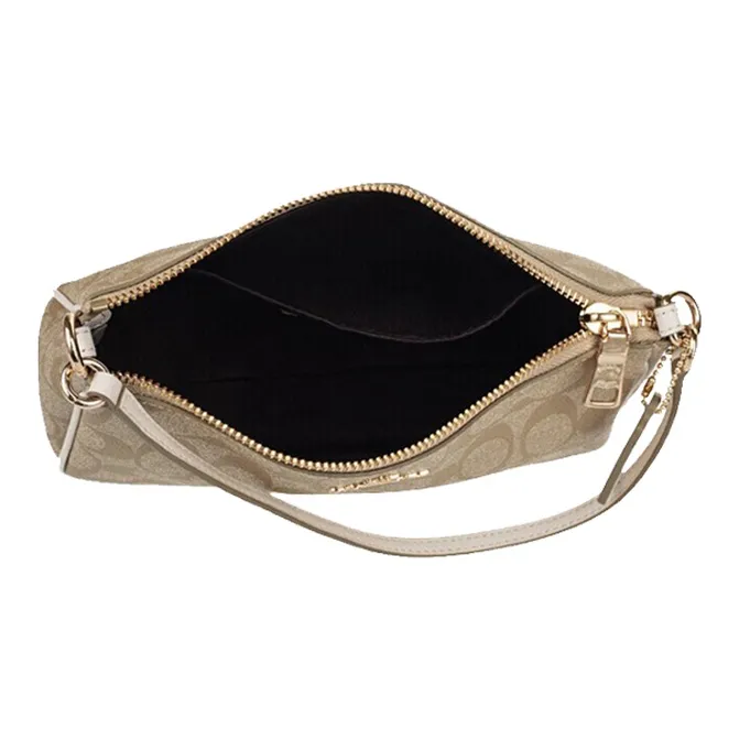 COACH Coated Canvas Pochette, Shoulder Bag, Crossbody Bag, Handbag Trumpets Women's Light Khaki White-3