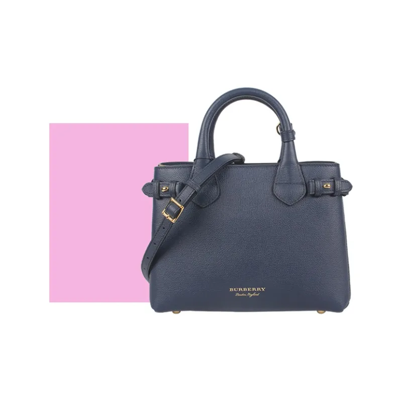 Burberry Cow Leather Handbag Shoulder Bag Crossbody Bag Regular Women's Navy Blue-4