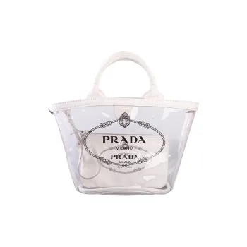 PRADA PVC Canvas Handbag, Shoulder Bag Women's White