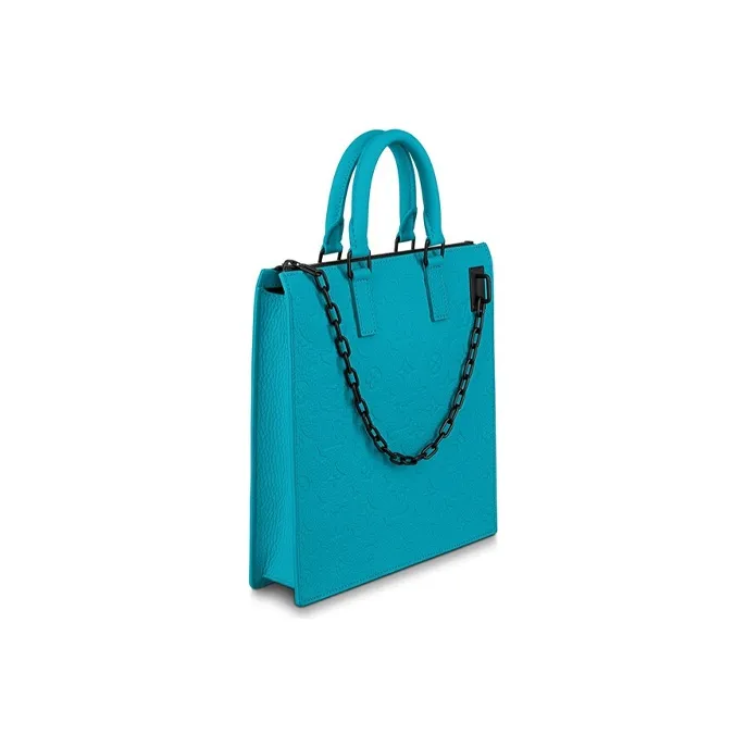 LOUIS VUITTON Sac Plat Messenger Monogram Taurillon Turquoise-1