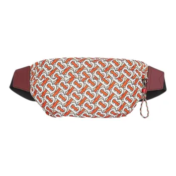 Burberry Canvas With Leather Shoulder Bag Crossbody Bag Sling Bag Fanny Pack Medium Size Unisex Red