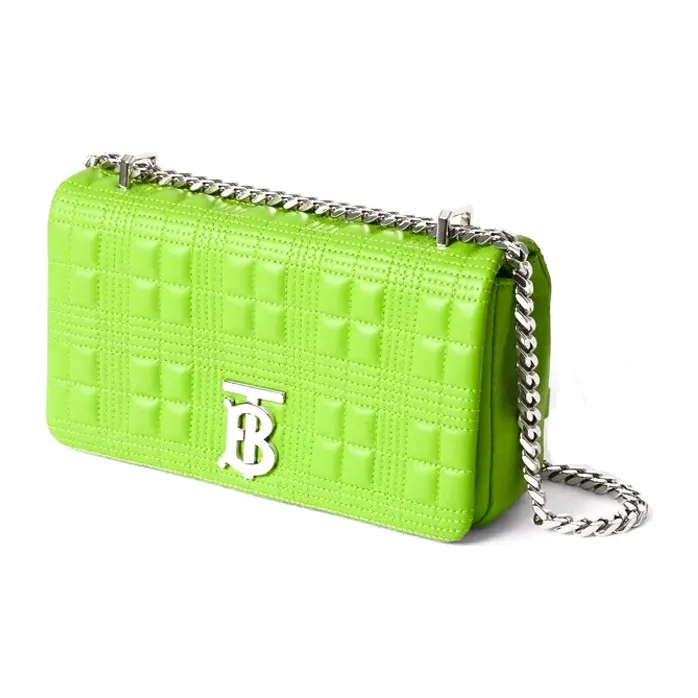 Burberry Burberry Bag Collection Lambskin Lona Bag Handbag Shoulder Bag Women's Bright Green-3