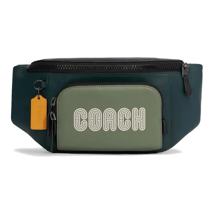 COACH Track Calfskin Crossbody Fanny Pack Large Size Men's Blue & Green-0