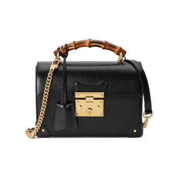 GUCCI Padlock Leather Box Bag Lock Bag Crossbody Bag Shoulder Bag Handbag Small Size Women's Black