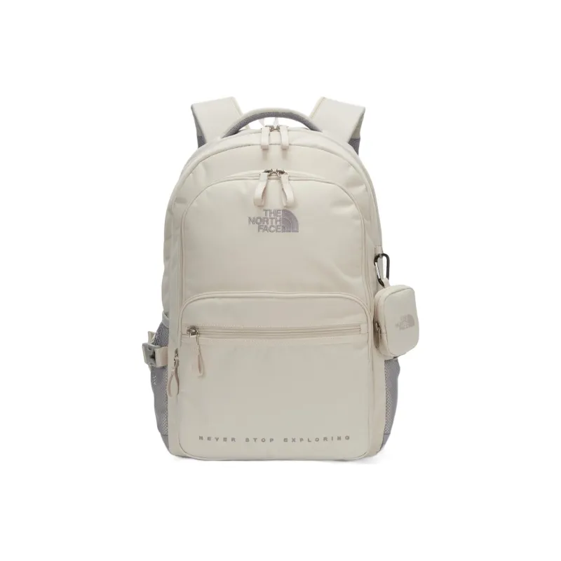 THE NORTH FACE Polyester Backpack Double-Shoulder Backpack With Zero Purse Unisex Ecru-1