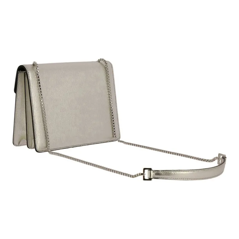 FERRAGAMO Leather Shoulder Bag Crossbody Bag Women's Silver-2