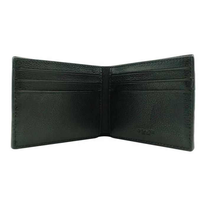 COACH Billfold Wallet Cow Leather Wallet Men's Black/Blue-3