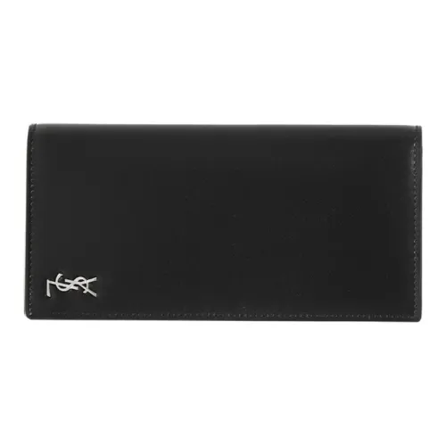 SAINT LAURENT Monogram Matte Finish Leather froms With Money Clip Men's Black
