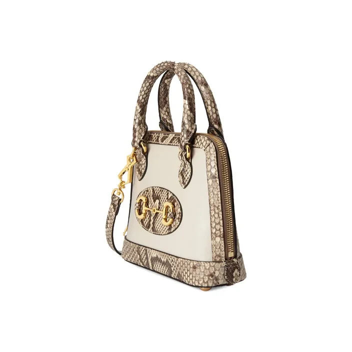 GUCCI Leather Dome Bag Shoulder Bag Crossbody Bag Handbag Mini Women's White/Beige/Brown-1