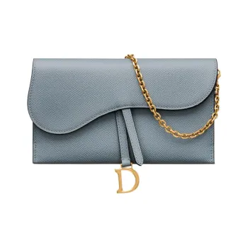 DIOR Saddle Grain Calfskin Combo Bag, Card Holder, Wallet, Handheld Shoulder Bag, Crossbody Bag Women's Cloud Haze Blue
