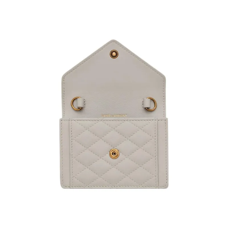 SAINT LAURENT GABY Quilting Lambskin Clutches Shoulder Bag Crossbody Bag Extra Mini Women's White-3