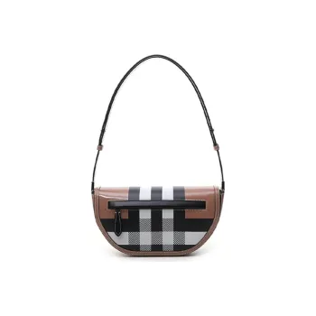 Burberry Olympia Calfskin Shoulder Bag, Crescent Bag, Portable Crossbody Bag, Shoulder Bag Women's Black White