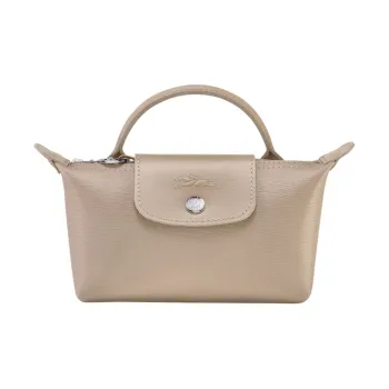 LONGCHAMP Le Pliage City Coated Canvas With Leather Leather Handbag Small Size Women's Beige