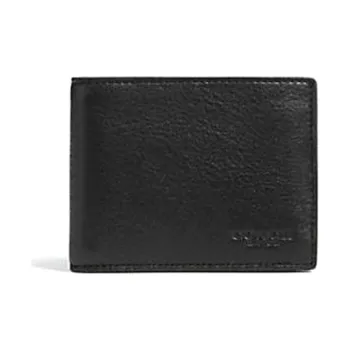 COACH Billfold Wallet Calfskin Card Holder, Wallet Men's Black