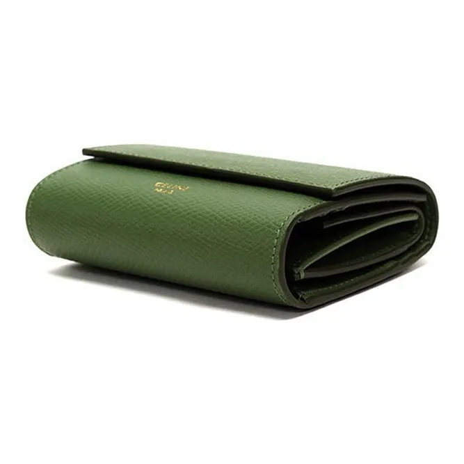 CELINE Essentials Series Grain Cow Leather Wallet Trumpets Women's Vintage Green-2
