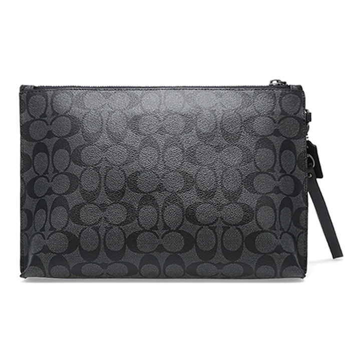 COACH Pouch Coated Canvas With Leather Clutch Large Size