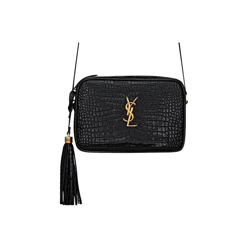 SAINT LAURENT LOU Leather Crossbody Bag Shoulder Bag Women's Black-0