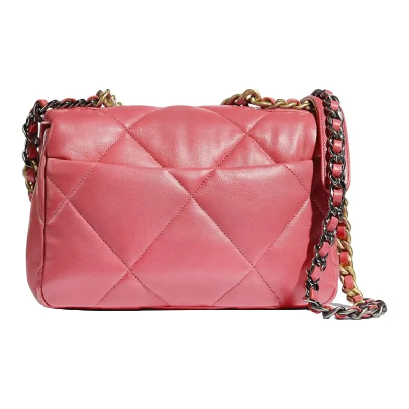 CHANEL 19Bag Sheepskin Flap Bag Chain Bag, Shoulder Bag, Crossbody Bag Trumpets Women's Peach Pink-3