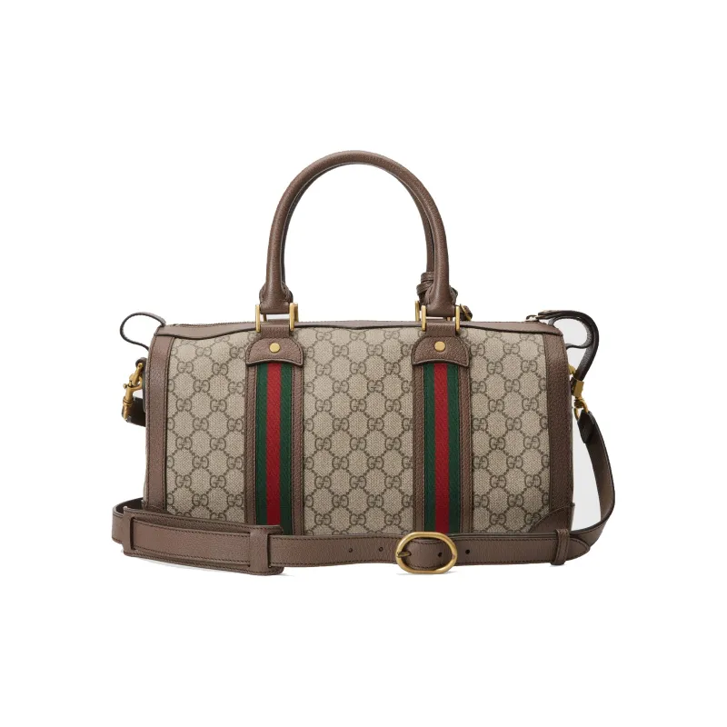 GUCCI Canvas With Leather Travel Bag, Shoulder Bag, Crossbody Bag, Handbag Small Size Men's Brown-0