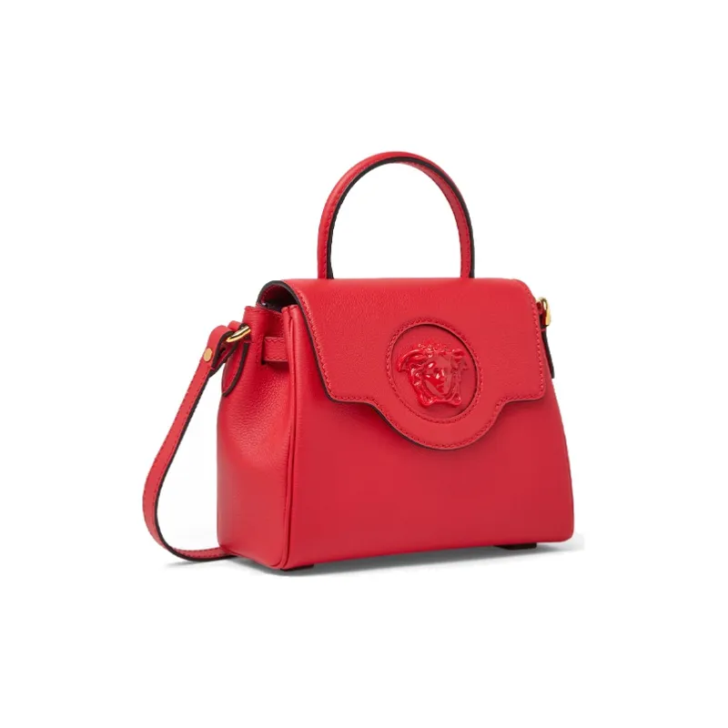 VERSACE La Medusa Leather Shoulder Bag Women's Red-1