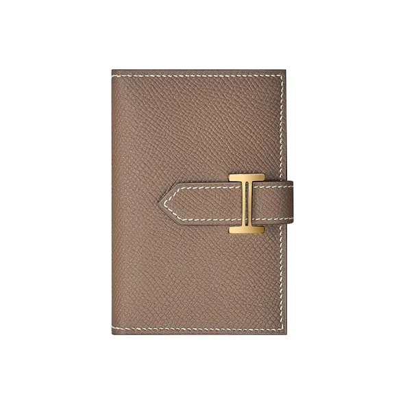 HERMES Bearn Epsom Leather Card Holder, Wallet Women's Elephant Gray-0