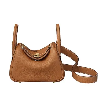 HERMES Lindy Taurillon Clemence Leather Handbag Shoulder Bag Crossbody Bag Mini Women's 37 Gold Gold Brown