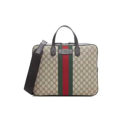 GUCCI Canvas With Leather Shoulder Bag Crossbody Bag Handbag Men's Ebony/Black