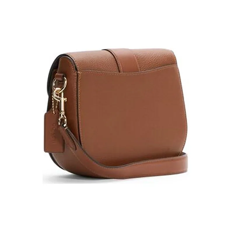 COACH Georgie Leather Saddle Bag, Bacchus Bag, Shoulder Bag, Crossbody Bag Trumpets Women's Caramel Brown-2