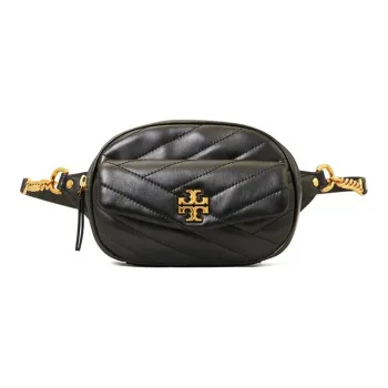 TORY BURCH Kira Twill Lambskin Crossbody Bags Fanny Pack Women's Black/Black Gold