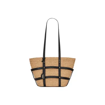 SAINT LAURENT Raffia Tote Bag Shopping Bag Handbag Regular Women's Natural Beige Yellow