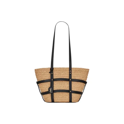 SAINT LAURENT Raffia Tote Bag Shopping Bag Handbag Regular Women's Natural Beige Yellow