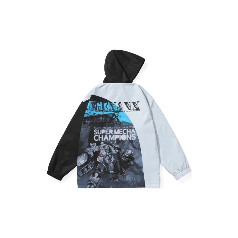 GENANX x JIDONGDUSHIAERFA Loose Fit Jacket Unisex Black Gray-1