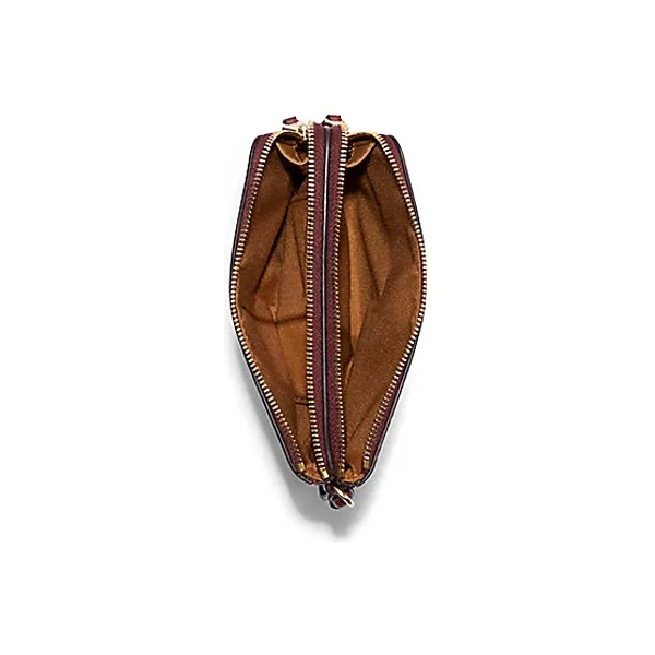 COACH Corner Zip Wallet Small Size Women's Khaki Cherry Red Multicolor-2