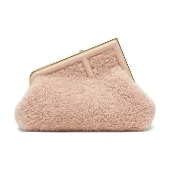 FENDI Fendi First Sheepskin Clutches Shoulder Bag Crossbody Bag Small Size Women's Candy Color/Light Pink