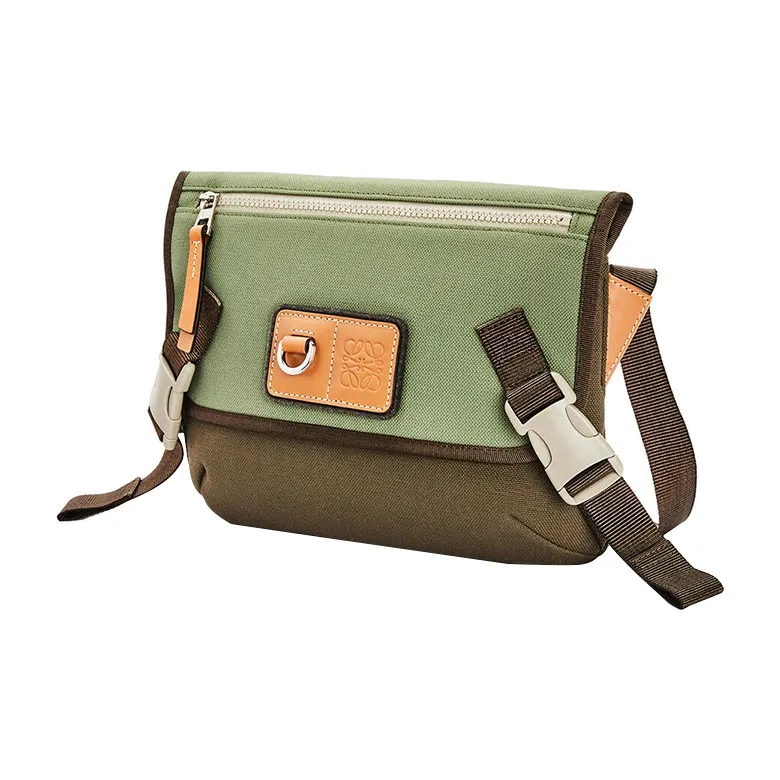 LOEWE Canvas Canvas Bag Envelope Bag Crossbody Bag Small Size Men's Khaki Green-1