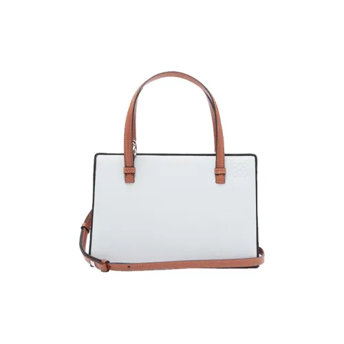 LOEWE Calfskin Mail Bag Handbag Medium Size Women's Light Gray