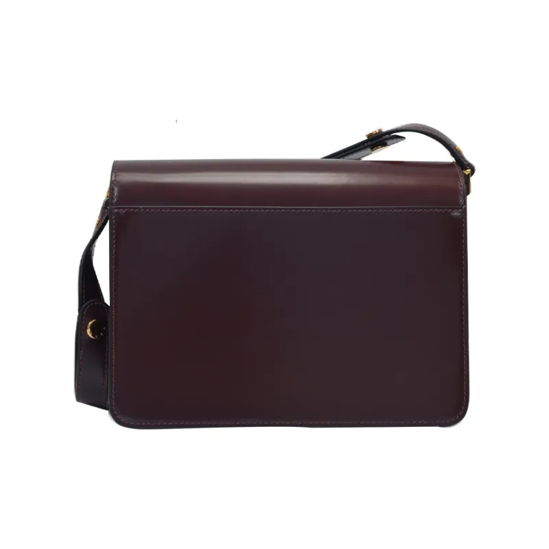 MARNI Trunk Calfskin Trunk Bag Shoulder Bag Crossbody Bag Medium Size Women's Dark Red-3