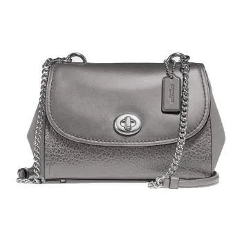 COACH Faye Cow Leather Crossbody Bag Small Size Women's Metal Silver