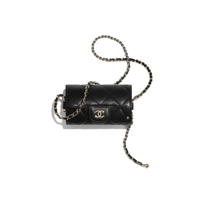 CHANEL Leather Wallet, Clutch, Crossbody Bag Women's Black-0