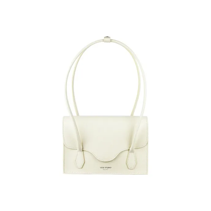 YESE STUDIO Smooth Cow Leather Shoulder Bag Handbag Regular Women's Cream Pure White-0