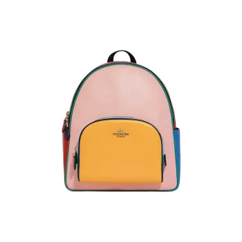 COACH Court Leather Backpacks Large Size Women's Pink & Orange