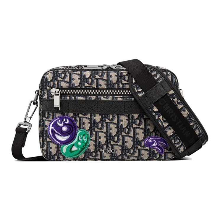 DIOR Kenny Scharf Collaboration Canvas Camera Bag Shoulder Bag Crossbody Bag Men's Black-0