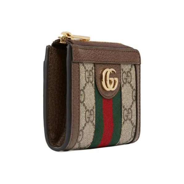 GUCCI Canvas With Leather Coin Purses Wallets Unisex Ebony/Brown-1