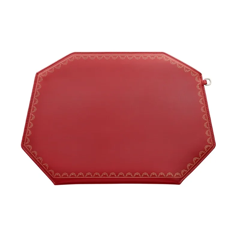 CARTIER GUIRLANDE Cow Leather Clutch Medium Size Women's Red-1