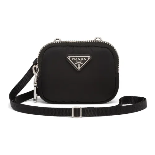 PRADA Nylon Fabric Crossbody Bag Unisex Black