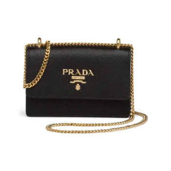PRADA Saffiano Leather Card Holder Wallet Women's Black