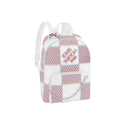 LOUIS VUITTON Racer Backpack White Damier Spray