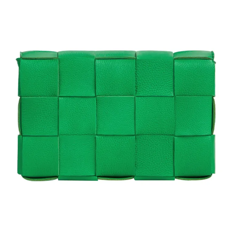 Bottega Veneta CASSETTE Cow Leather Tofu Bag, Camera Bag, Shoulder Bag, Crossbody Bag Unisex Parrot Green-1
