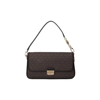 MICHAEL KORS Bradshaw Leather Baguette Shoulder Bag Women's Acorn Brown & Black