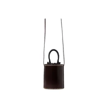 Chloe LOUELA Vegetable Tanned Leather Bucket Bag, Shoulder Bag, Crossbody Bag, Handbag Mini Women's Black